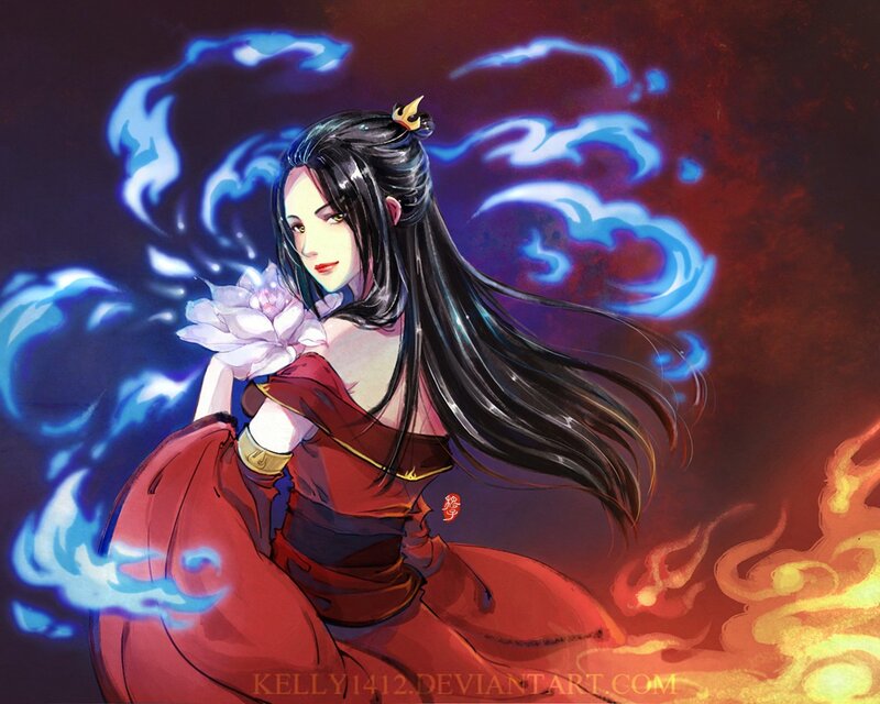anime woman with lotus flower