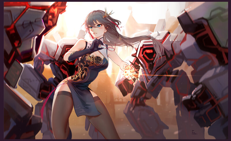 Anime Woman with Mechs