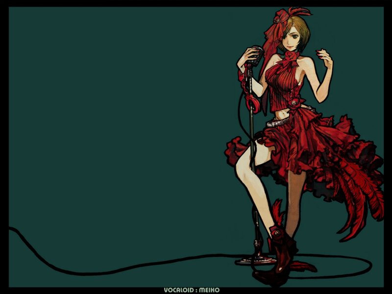 Anime Woman with Microphone — Red