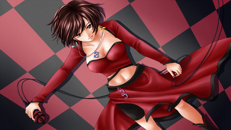 anime woman with microphone