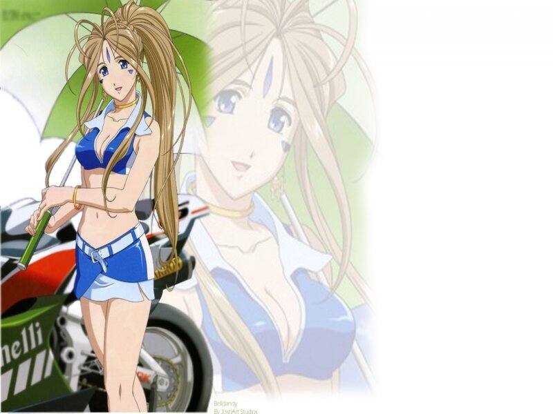 Anime Woman with Motorcycle — Blue