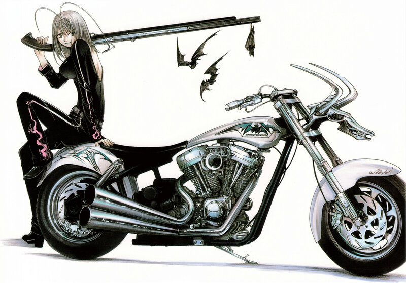 Anime Woman with Motorcycle