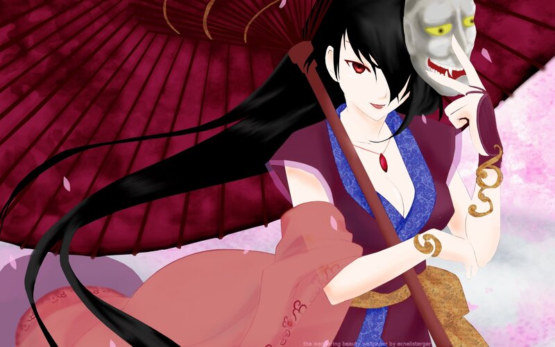 anime woman with parasol