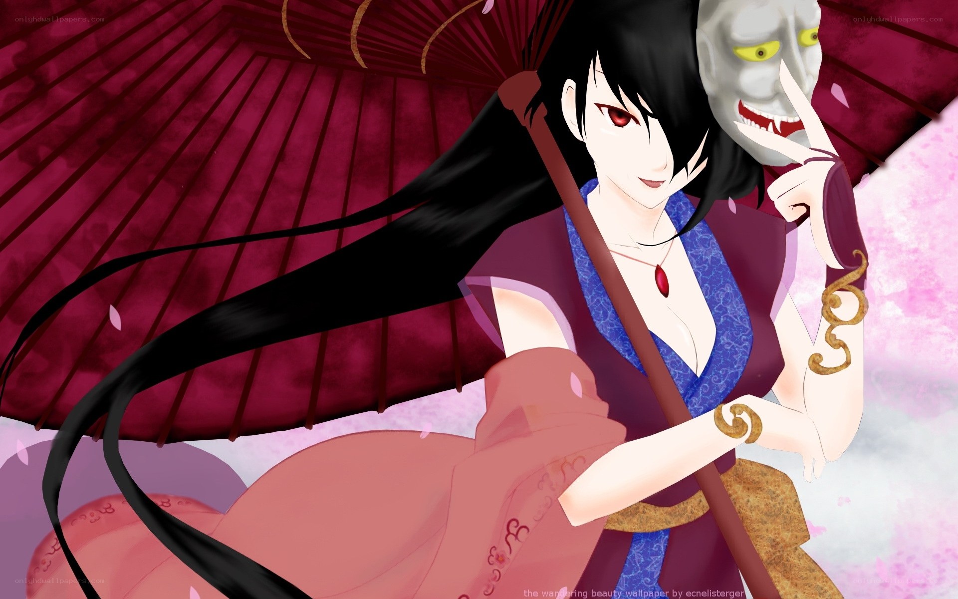 anime woman with parasol