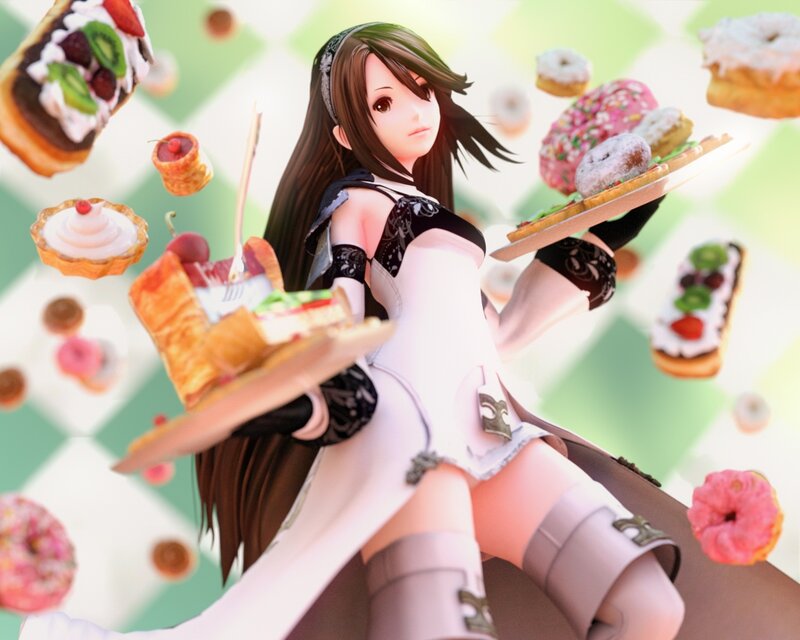 Anime Woman with Pastries