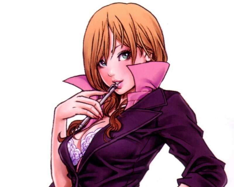 anime woman with pen