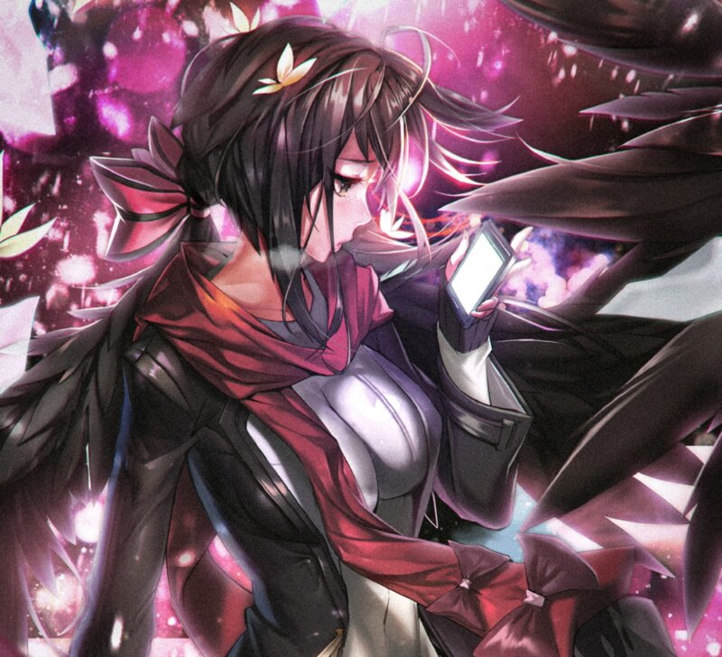 Anime Woman with Phone — Purple, Dramatic
