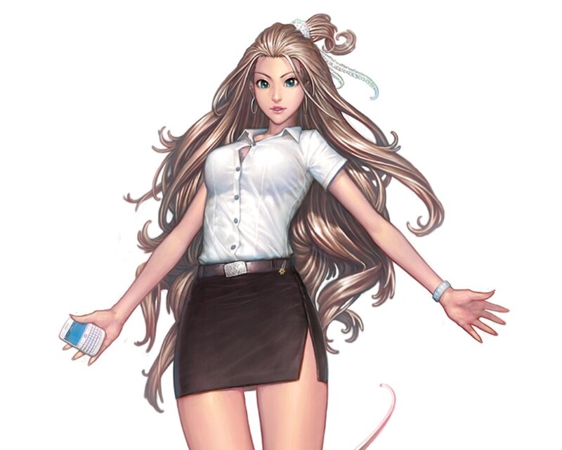 anime woman with phone