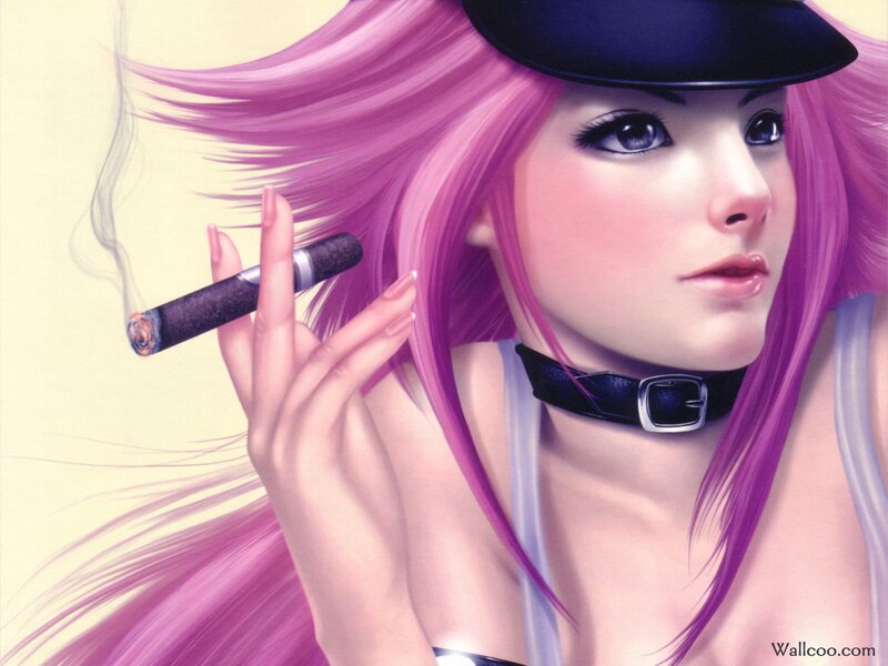 anime woman with pink hair