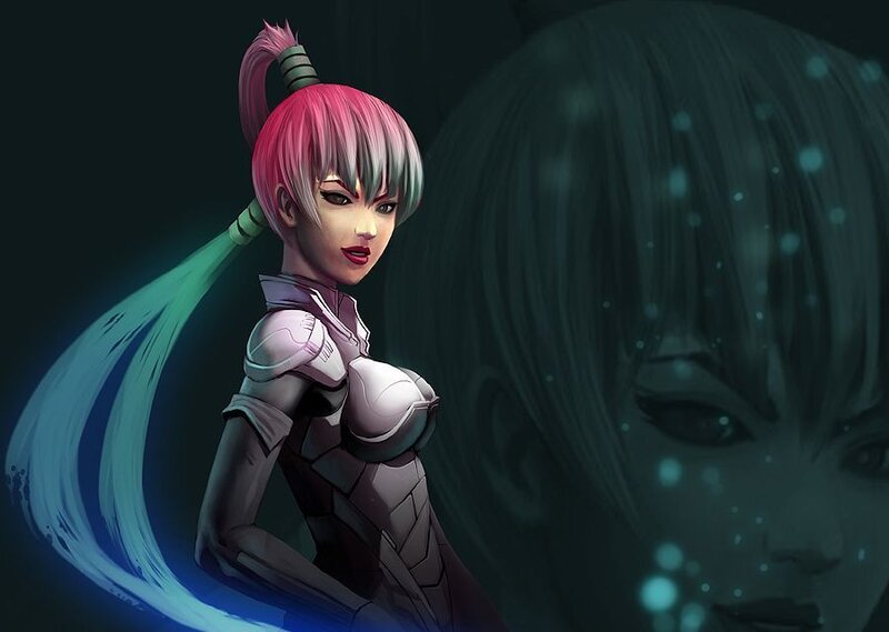 Anime Woman with Pink Hair — Dramatic, Night