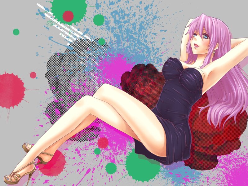 Anime Woman with Pink Hair — Playful, Digital Art