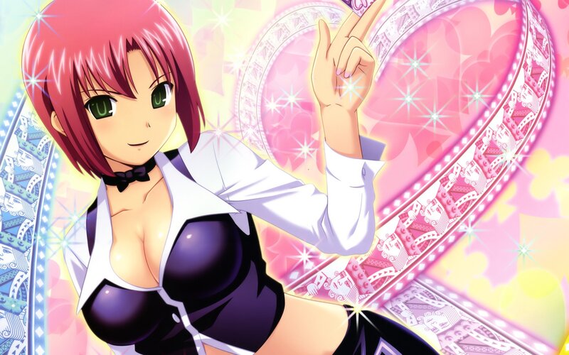 Anime Woman with Pink Hair — Playful, Heart