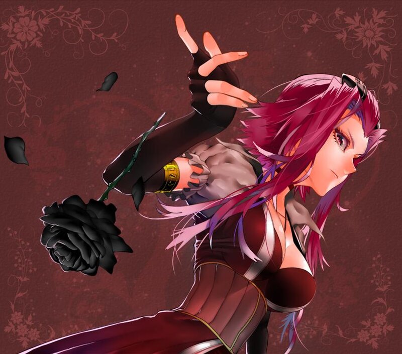 Anime Woman with Pink Hair — Red, Dramatic