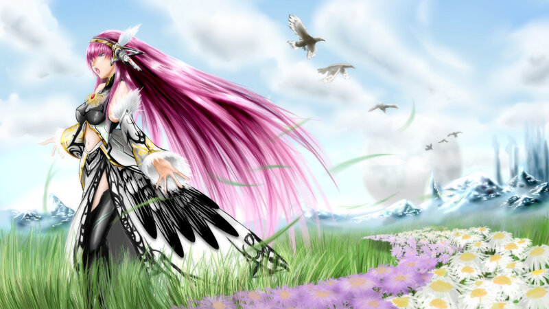 Anime Woman with Pink Hair — Serene, Afternoon