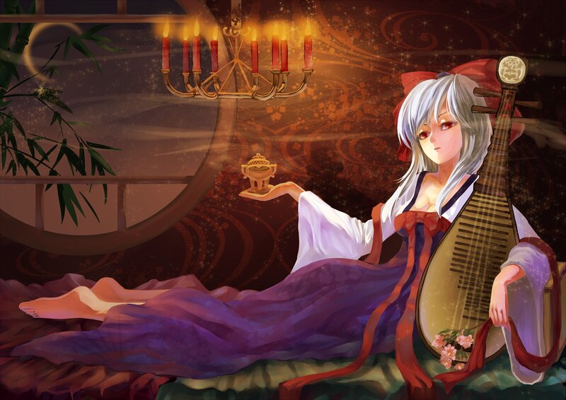 Anime Woman with Pipa — Purple