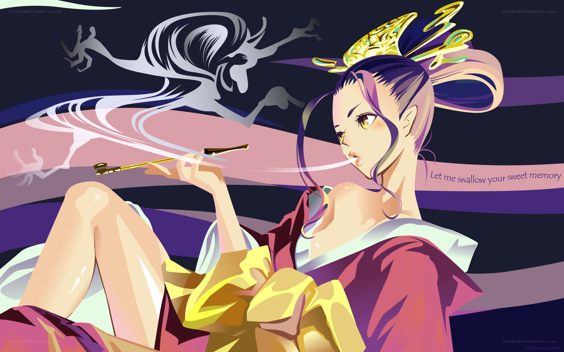 anime woman with pipe