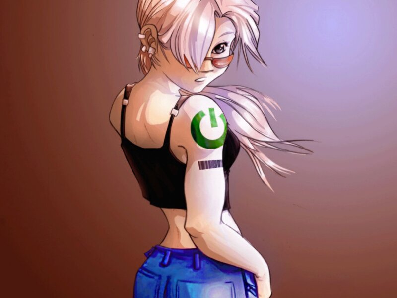 Anime Woman with Power Symbol