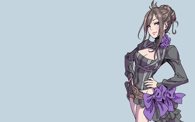 Anime Woman with Purple Bow