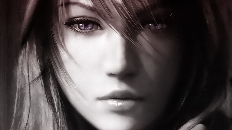 anime woman with purple eyes