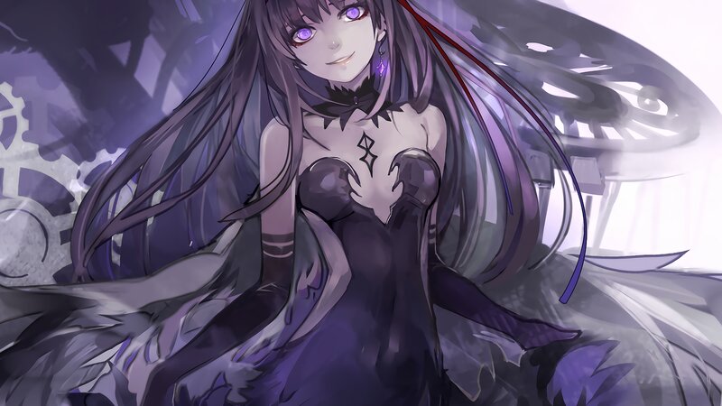 Anime Woman with Purple Eyes — Dramatic, Digital Art