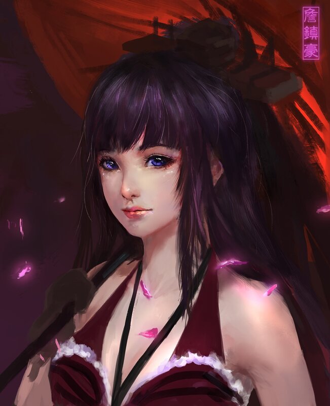 Anime Woman with Purple Eyes — Dramatic
