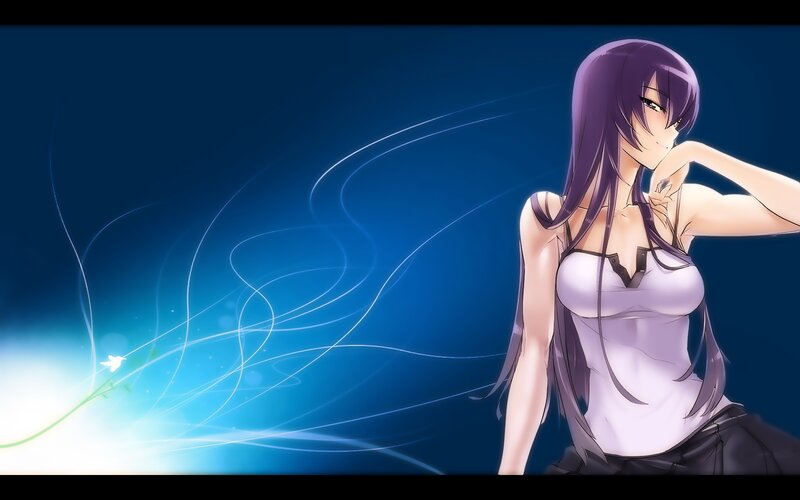 Anime Woman with Purple Hair — Blue, Serene