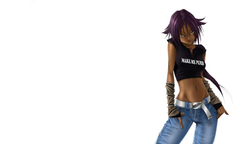 Anime Woman with Purple Hair — Confident, Jeans