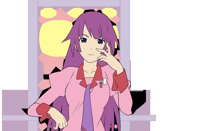 Anime Woman with Purple Hair — Neutral, Pink Jacket