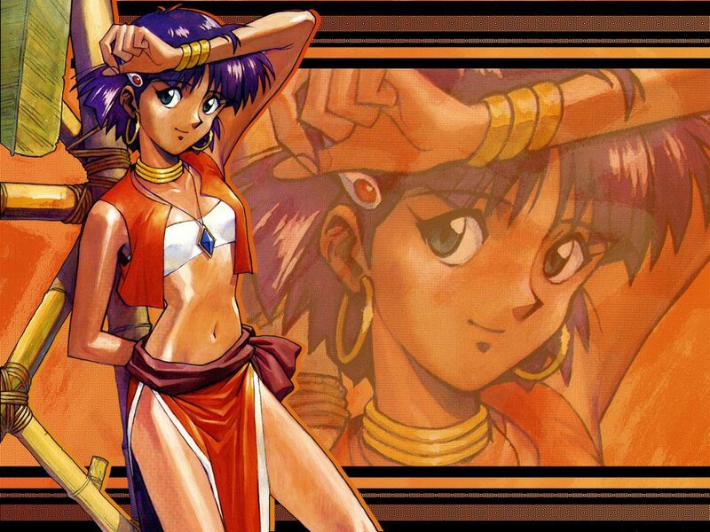 Anime Woman with Purple Hair — Orange