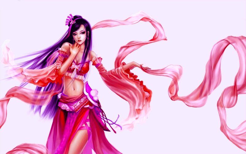 Anime Woman with Purple Hair — Pink