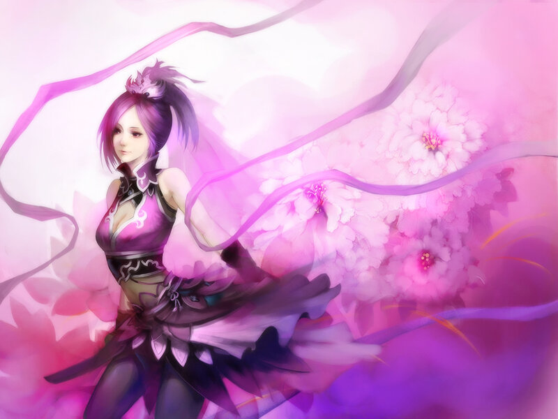 Anime Woman with Purple Hair — Serene