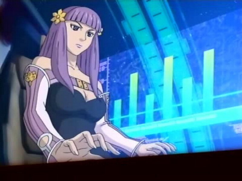 Anime Woman with Purple Hair — Serious