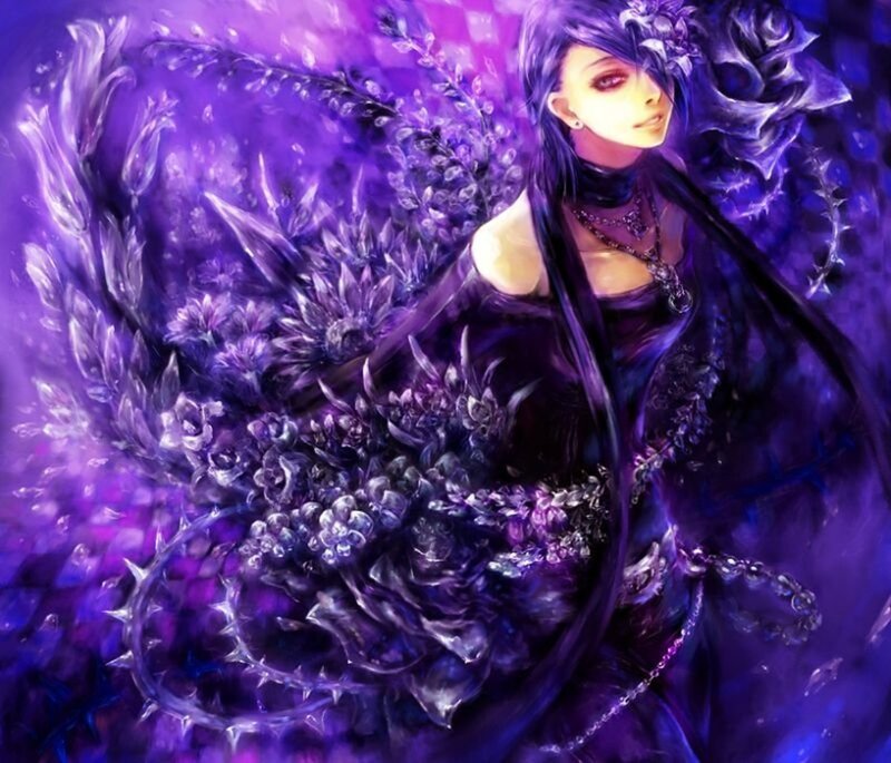 Anime Woman with Purple Wings