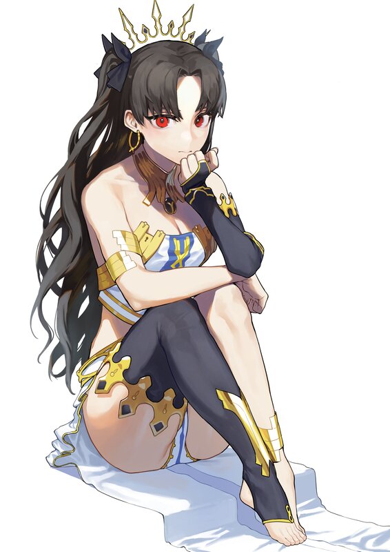 Anime Woman with Red Eyes — Black, Calm, Digital Art