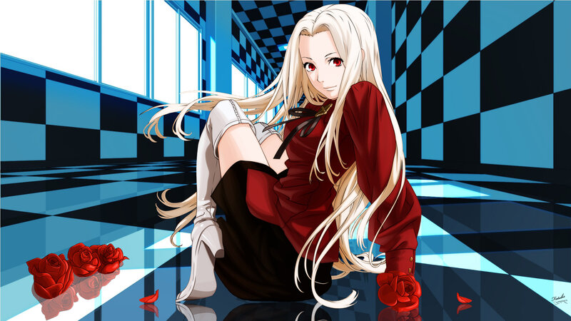Anime Woman with Red Eyes — Blue