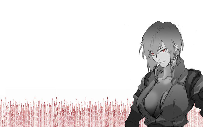 Anime Woman with Red Eyes — Gray