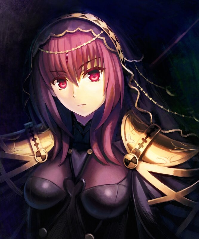Anime Woman with Red Eyes — Purple, Dramatic, Night