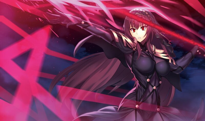 Anime Woman with Red Eyes — Purple, Dramatic