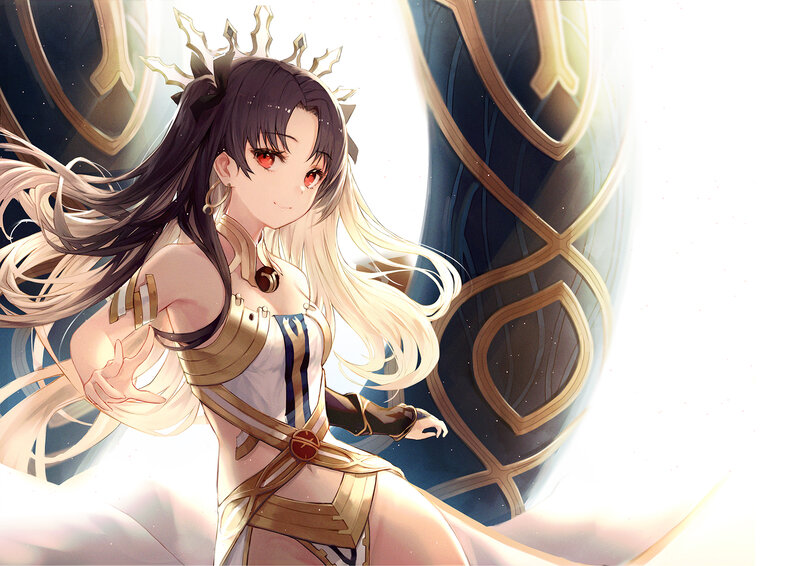 Anime Woman with Red Eyes — White, Dramatic
