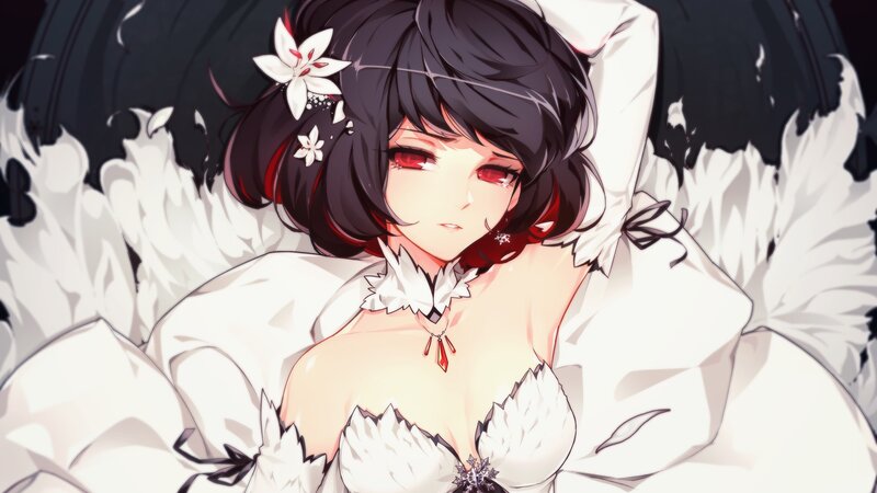 Anime Woman with Red Eyes — White