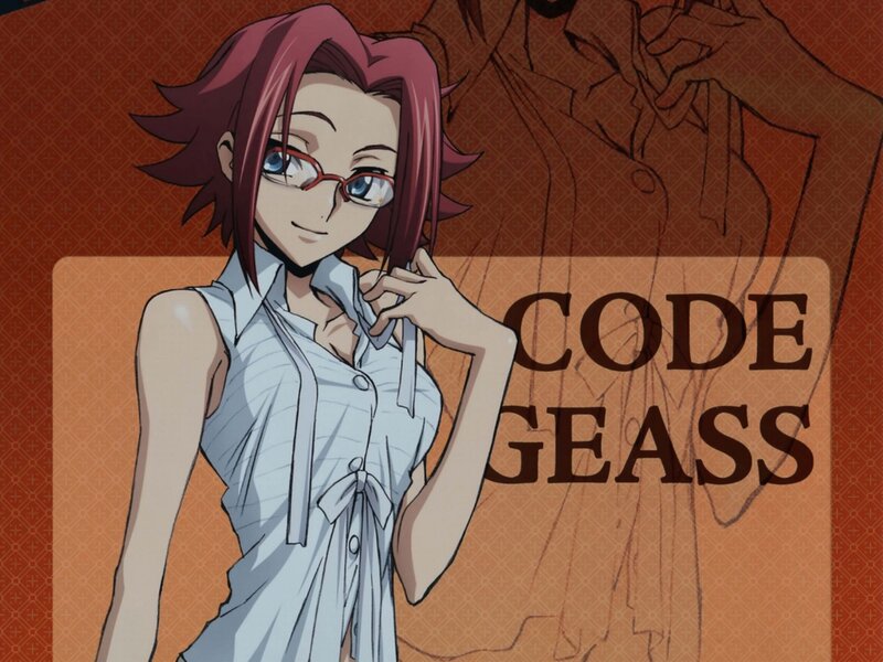 Anime Woman with Red Hair — Brown, Confident, Glasses