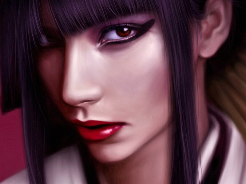 Anime Woman with Red Lips — Purple