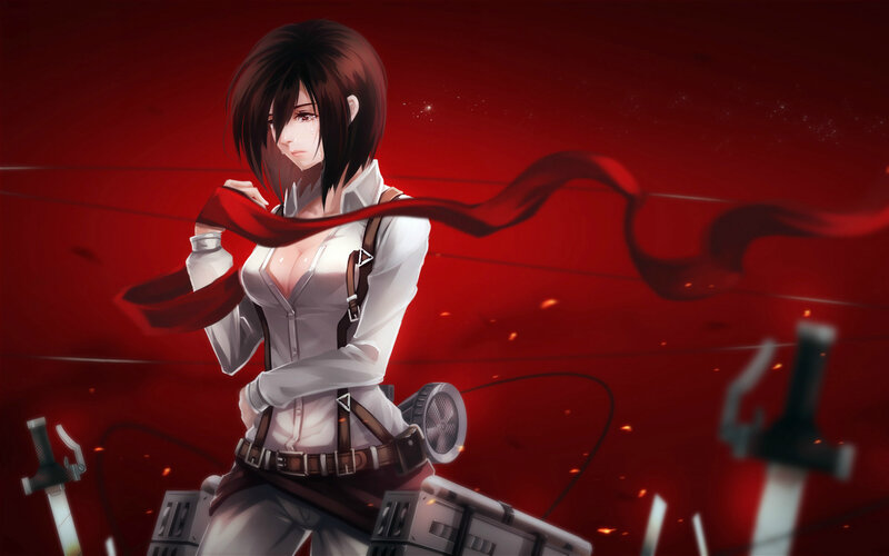 Anime Woman with Red Scarf — Dramatic