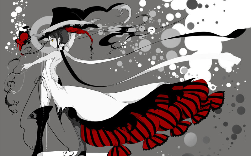 Anime Woman with Red Tail — Dramatic