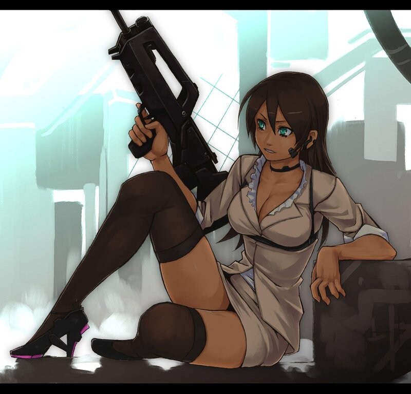 anime woman with rifle