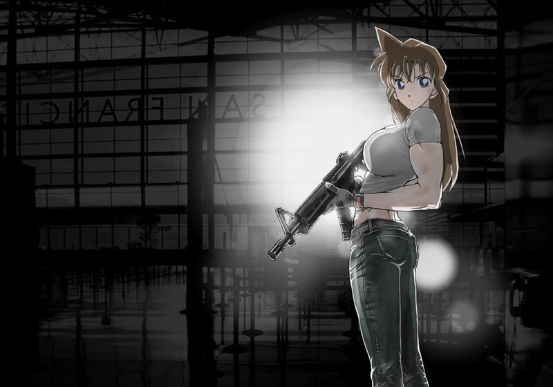 Anime Woman with Rifle — Black