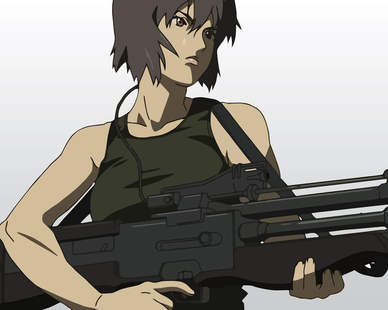 Anime Woman with Rifle — Green