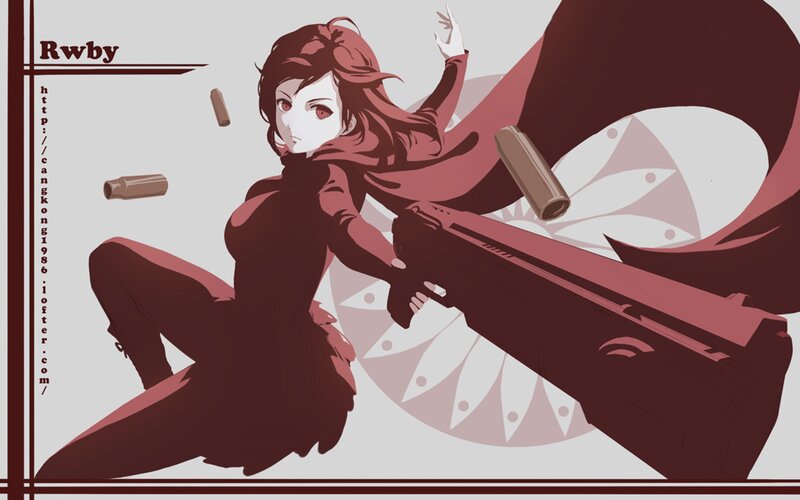 Anime Woman with Rifle — Red