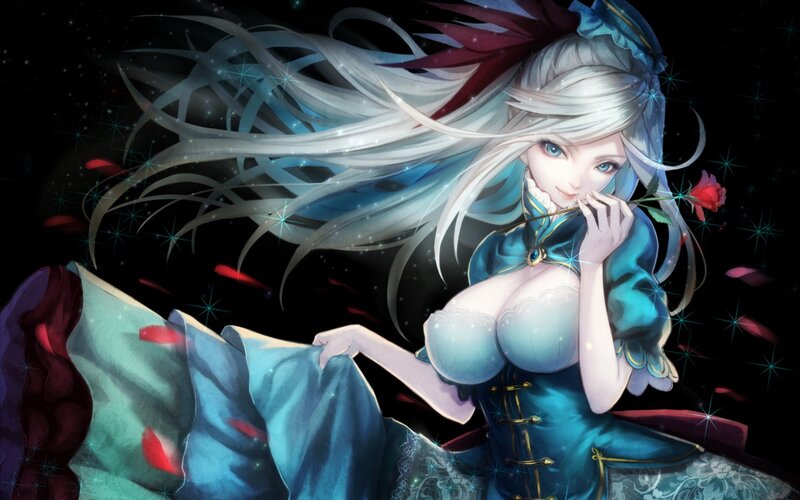 Anime woman with rose