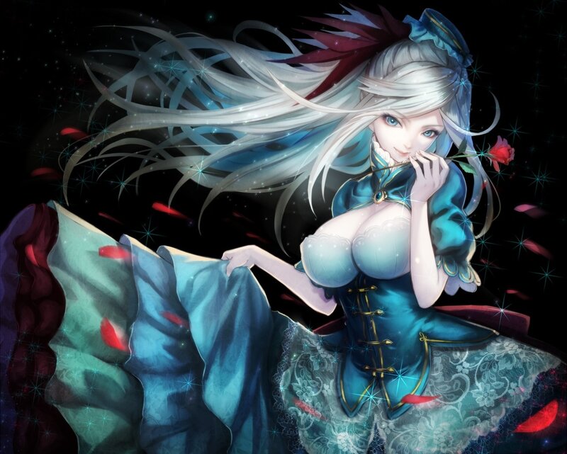Anime woman with rose